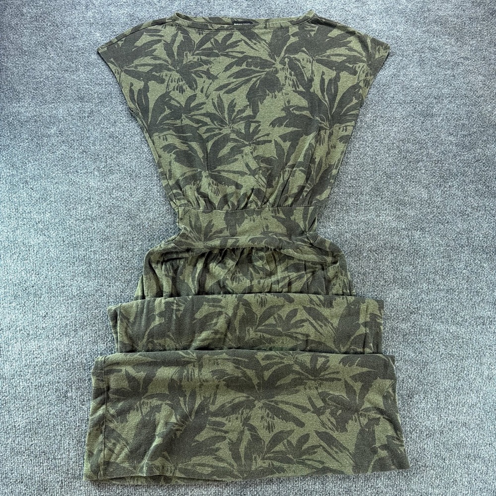 Prana XS Green Tropical Palm Knit Maxi Dress Cap Sleeve Autumn Wedding Guest